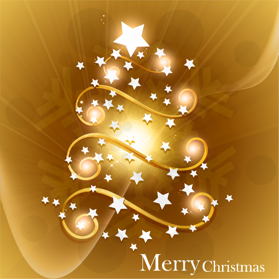 輝く星で型どったクリスマス ツリー Star Christmas Tree Vector イラスト素材 Illustpost