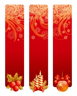 クリスマスの飾り付けをしたバナー christmas decorative banner vector タイトル イラスト素材1