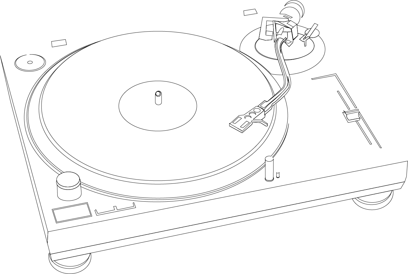 レコード プレーヤーの線画 Music Plastic Disc Player Line Drawing Vector イラスト素材 Illustpost