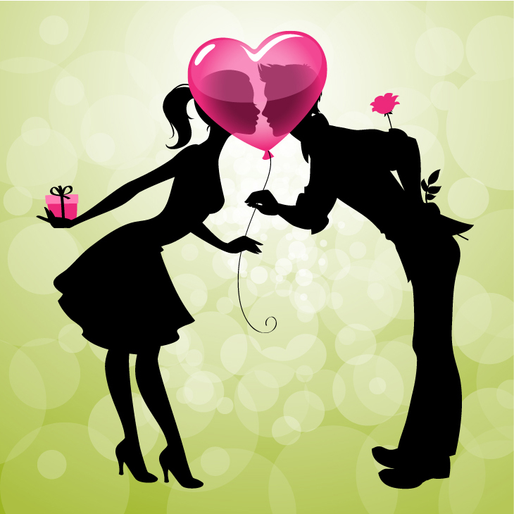 キスするカップルのシルエット Cartoon Couple Kiss Silhouette イラスト素材 Illustpost