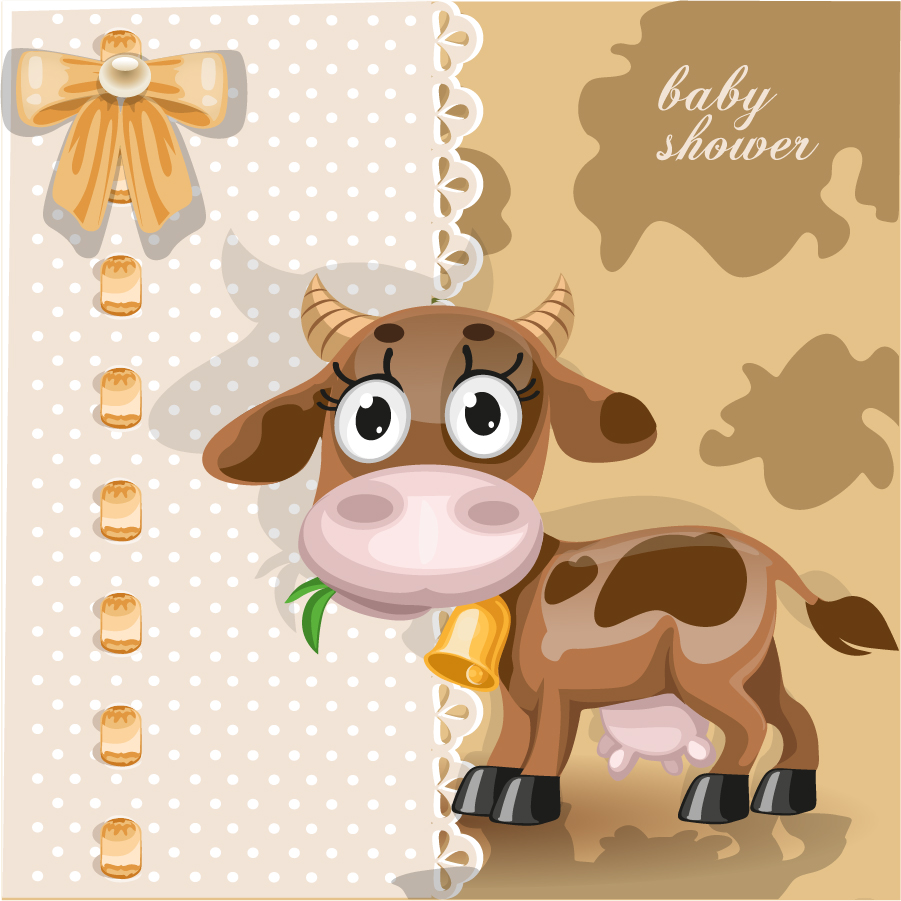 可愛い子牛のカード Cartoon Cute Calf Cards イラスト素材 Illustpost