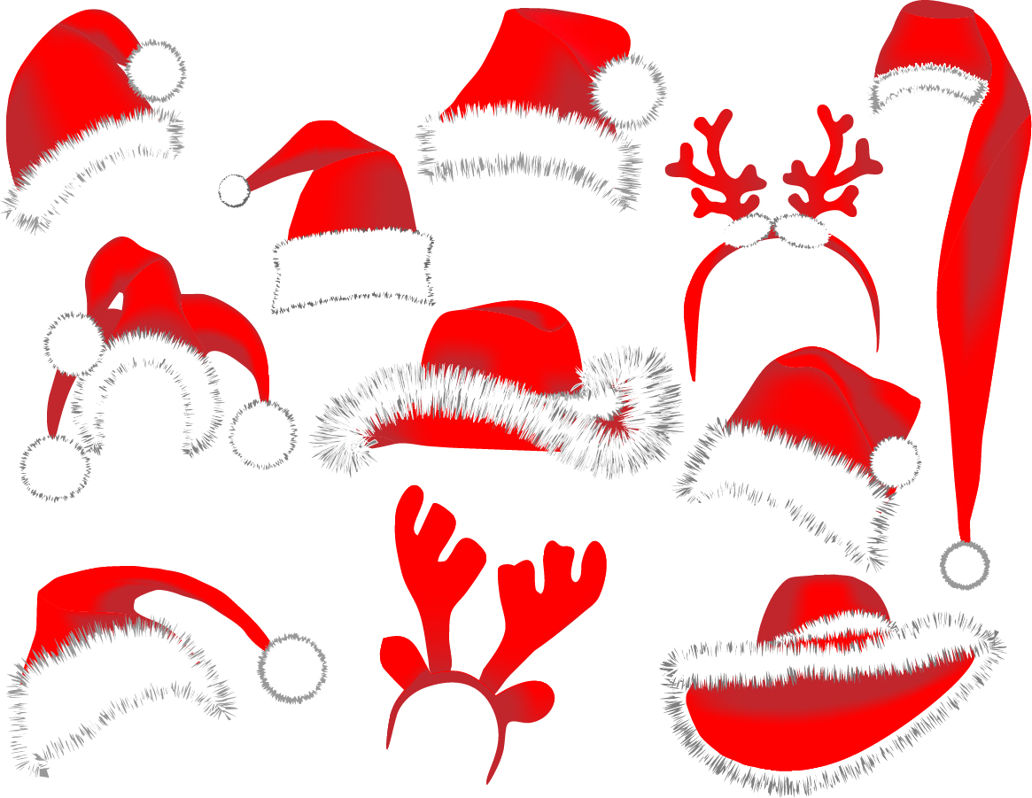 サンタクロースの帽子とトナカイのツノ型見本 Christmas Hats Vector イラスト素材 Illustpost