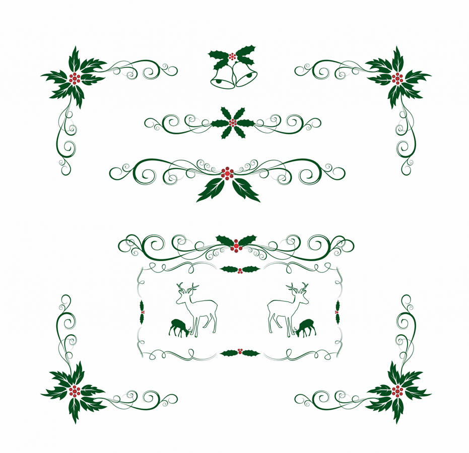 柊の葉のクリスマス飾り罫 Christmas Holly Ornament イラスト素材 Illustpost