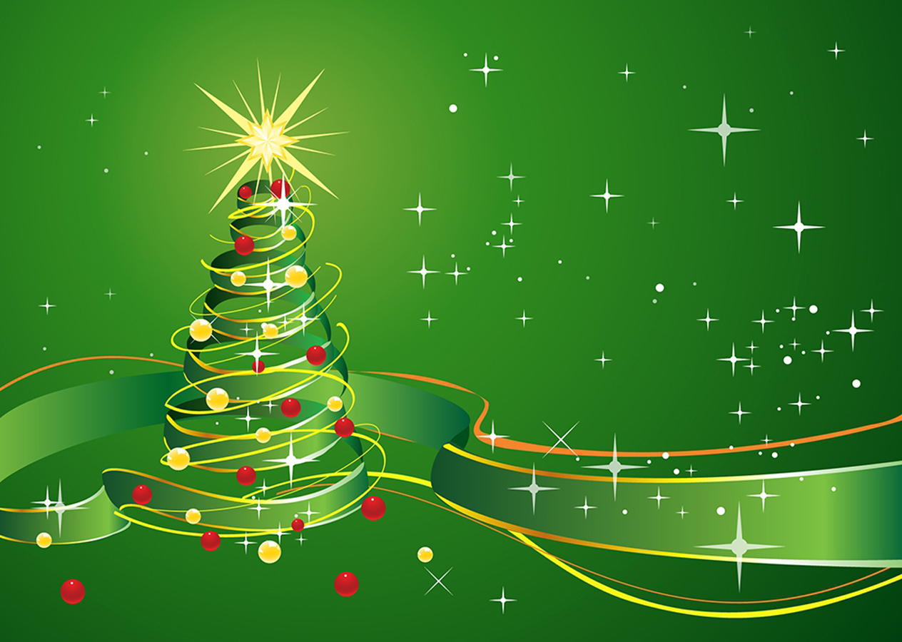 緑のリボンで描くクリスマスツリーの背景 Christmas Background With Star And Green Ribbon イラスト素材 Illustpost