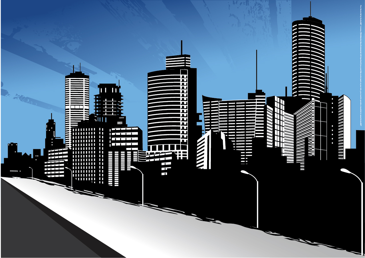 ビル街の遠景のシルエット City Skyline Art イラスト素材 Illustpost