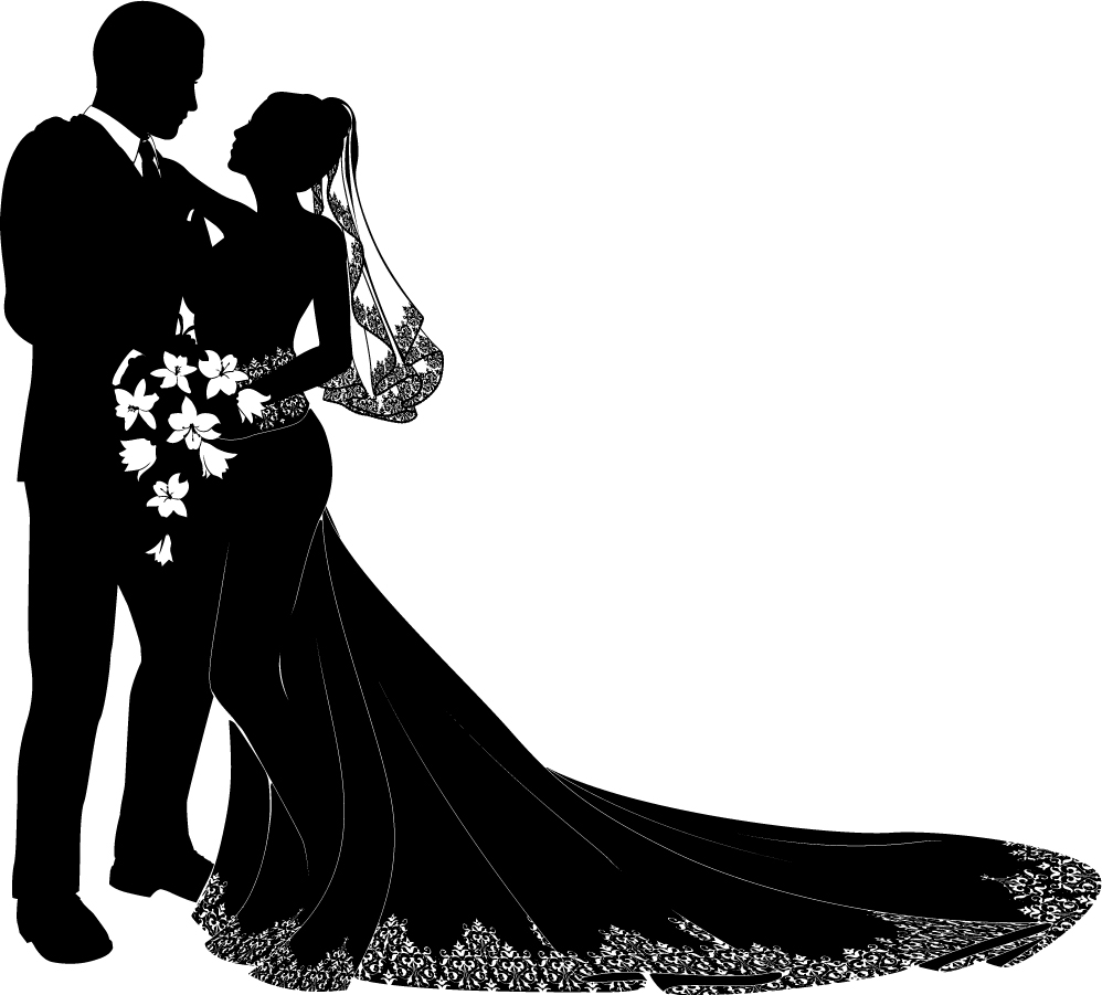 結婚式の新郎新婦のシルエット Bride And Groom Wedding Silhouette イラスト素材 Illustpost