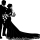 結婚式の新郎新婦のシルエット bride and groom wedding silhouette イラスト素材