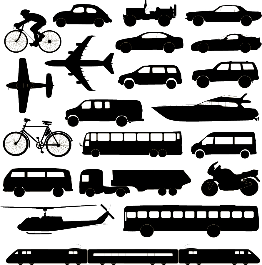 乗り物のシルエットとクリップアート Transport Silhouette イラスト素材 Illustpost