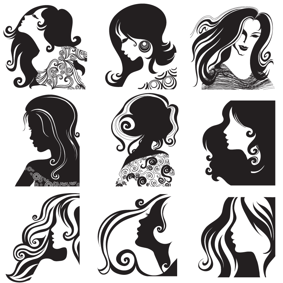 長い髪の女性のシルエット Long Hair Women Fashion Silhouette イラスト素材 Illustpost