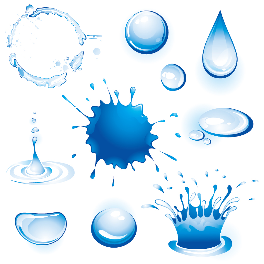 色々な形をした水滴のクリップアート Different Forms Of Water Vector イラスト素材 Illustpost